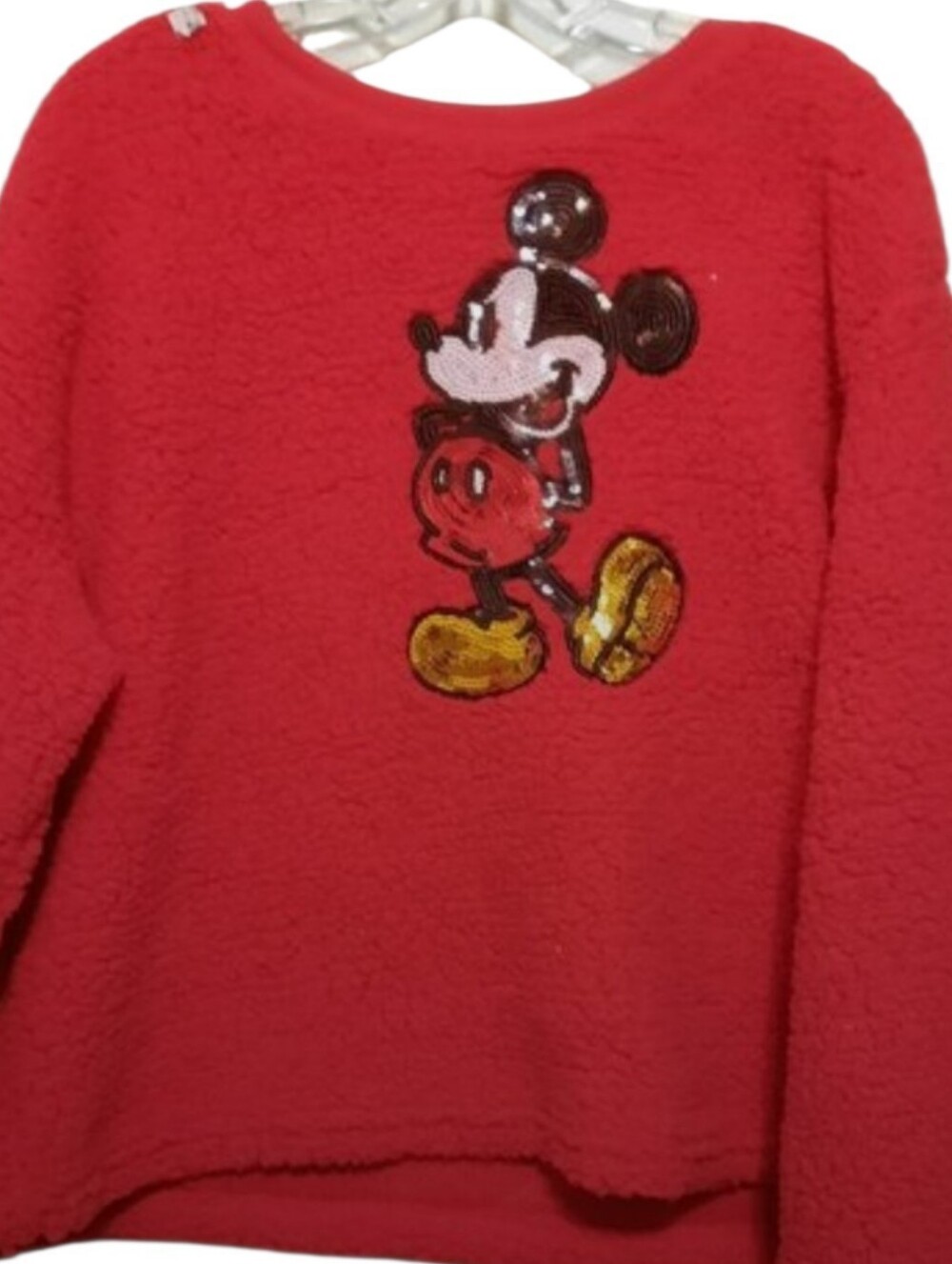 Disney Mickey Mouse Red Sherpa Pullover Sweater